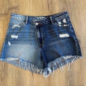 Vervet‎ High Rise Color Block Denim Distressed Shorts Womens Size Large NWT